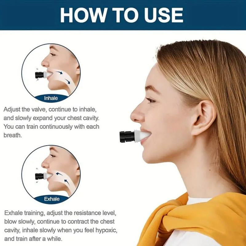 Breathing Trainer-Portable Easy to Clean-Breathing Exercise Device for Lungs-Ergonomic Mouth Bite Device for Adult-Lung Trainer-Adjustable