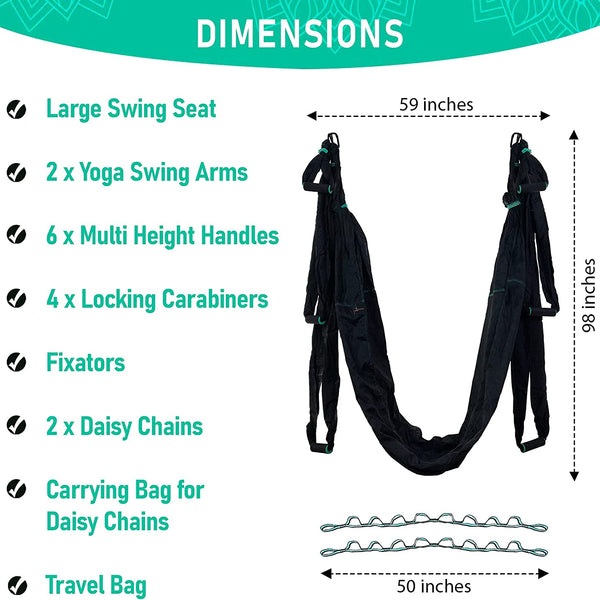 Premium Aerial Hammock anti Gravity Yoga Swing Kit - Acrobat Flying Sling Set for Indoor and Outdoor Inversion Therapy