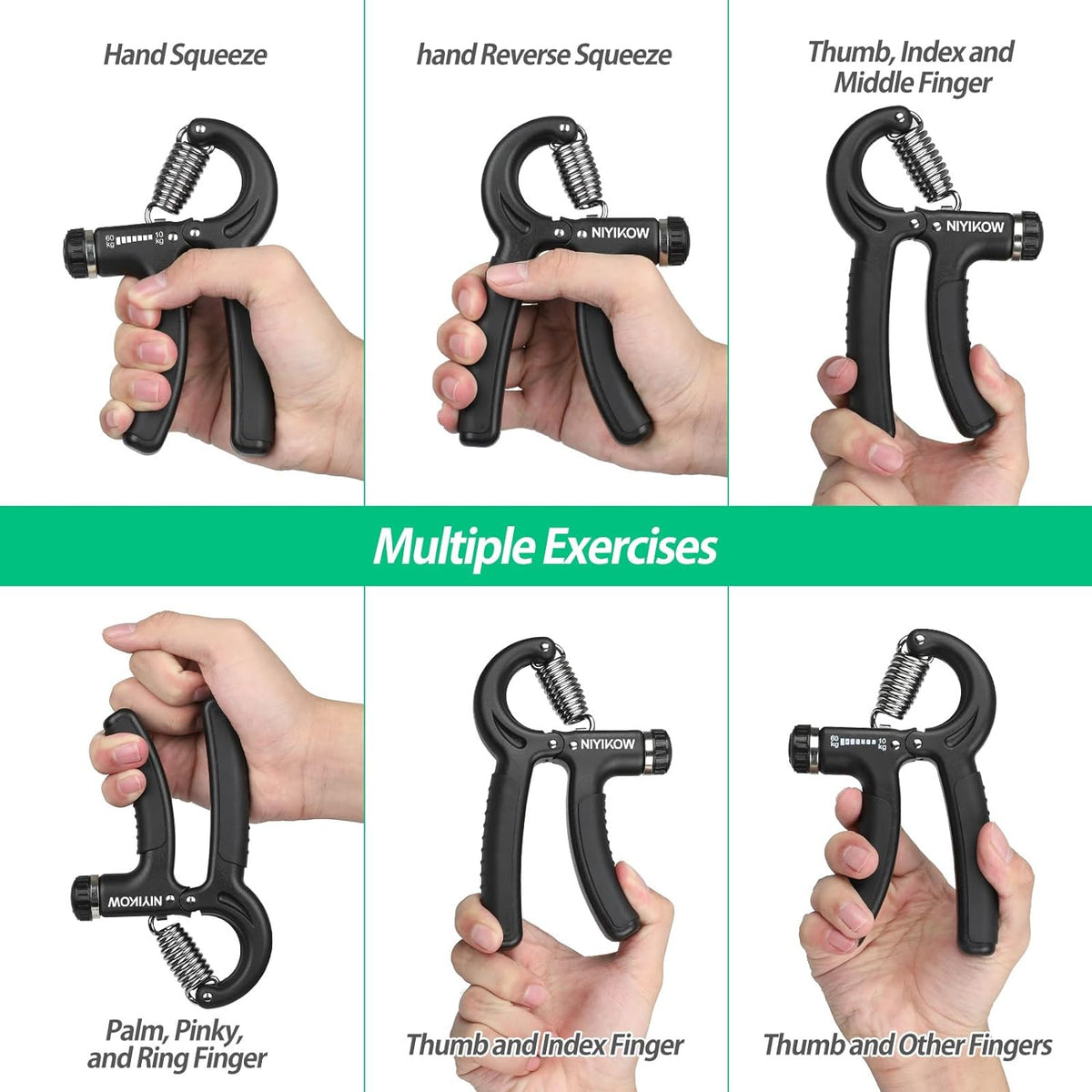 Adjustable Grip Strength Trainer (22-132 lbs / 10-60 kg) – Hand & Forearm Strengthener for Athletes, Musicians, and Injury Recovery