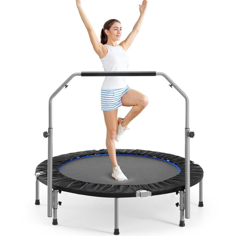 Sweet Furniture S 40"/48" Foldable Mini Trampoline for Adults, Rebounder Trampoline for Adults with Adjustable Bar