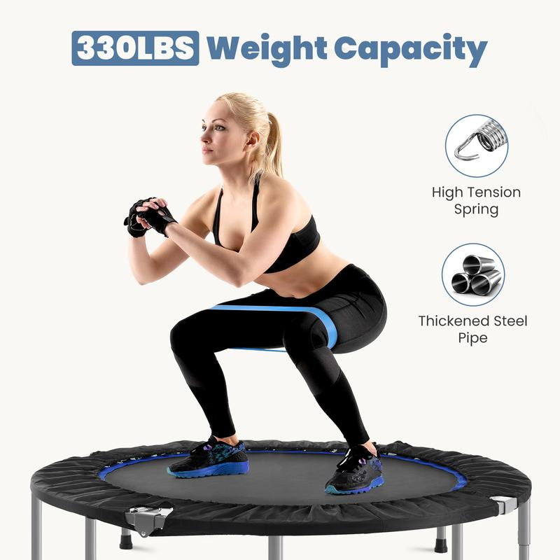 Sweet Furniture S 40"/48" Foldable Mini Trampoline for Adults, Rebounder Trampoline for Adults with Adjustable Bar